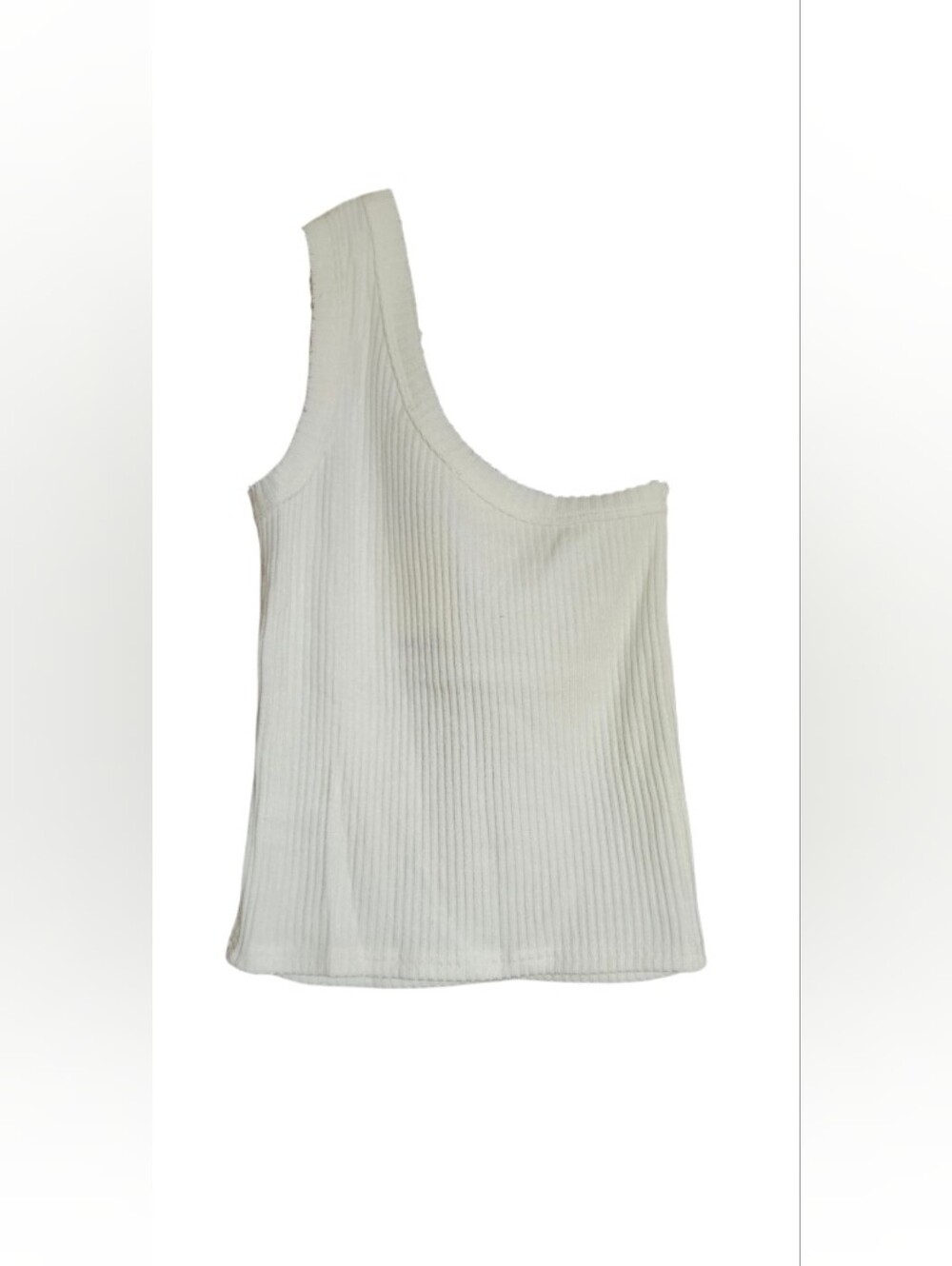 One-Shoulder Ribbed Tank Top - White - Picture 2 of 2